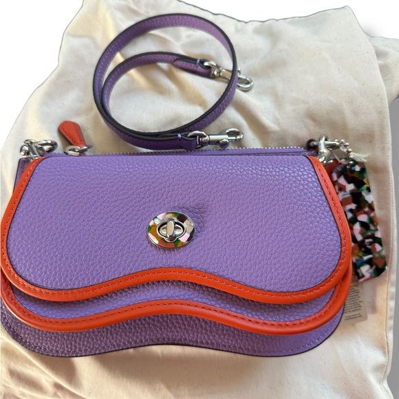 Coachtopia Handbags - Coachtopia Purple and Orange Wavy Dinky Double Pouch Bag Iris/Sun Orange NWT